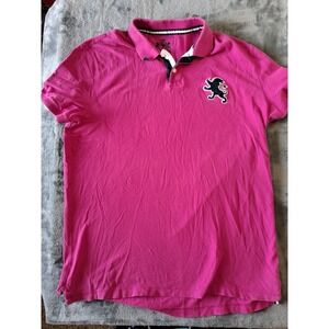 Mens XXL Express Short Sleeve Polo Shirt Pink Large Lion Logo Classic